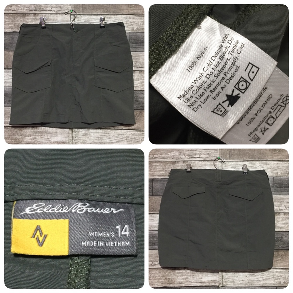 Eddie Bauer Cargo Skirt Women’s 14 Green Lightweight Hiking